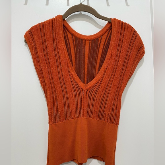 Orange ribbed Ulla Johnson tank top - Picture 3 of 4